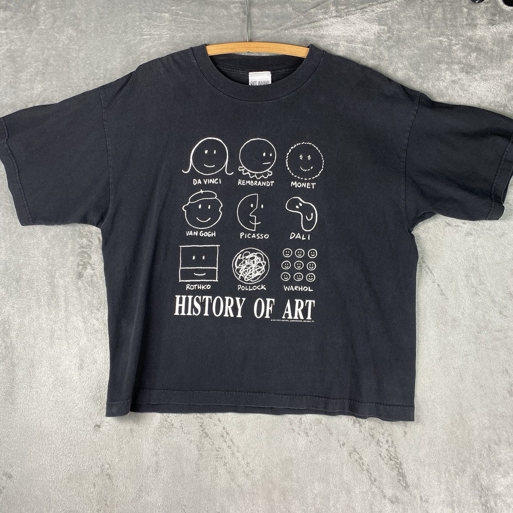 Vintage‎ History Of Art Shirt Size XL Picasso Van Gogh Monet Da Vinci 90s Boxy